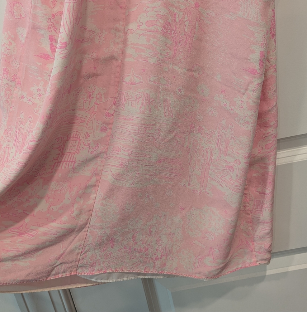 Lilly Pulitzer Dusk Pink Censored Skinny Dipping Silk Slip Dress Size XL - Picture 6 of 11